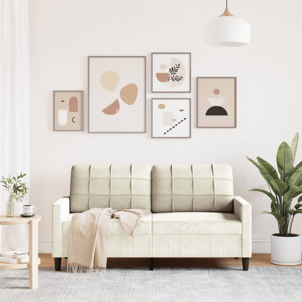 2-seater velvet sofa 140 cm cream color