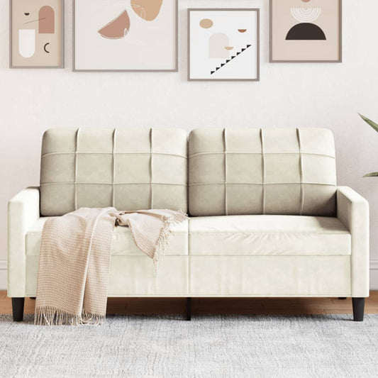 2-seater velvet sofa 140 cm cream color