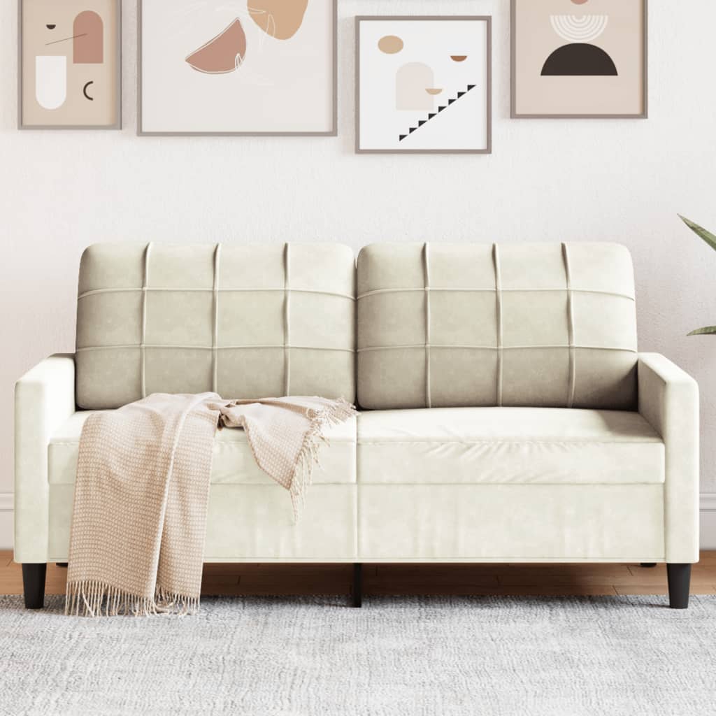 2-seater velvet sofa 140 cm cream color