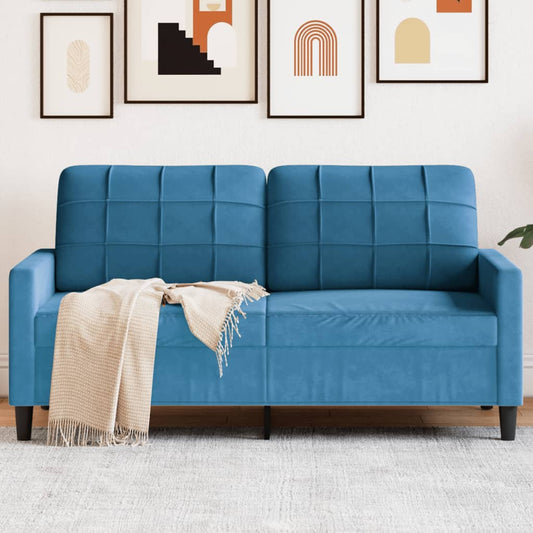 2-seater velvet sofa 140 cm blue