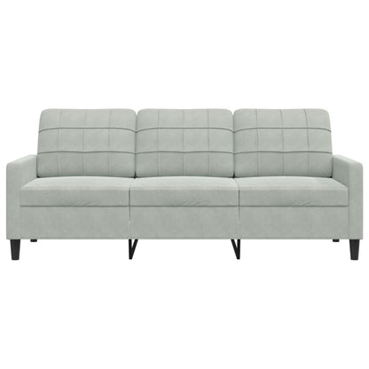 Sofá de 3 lugares 180 cm veludo cinzento-claro