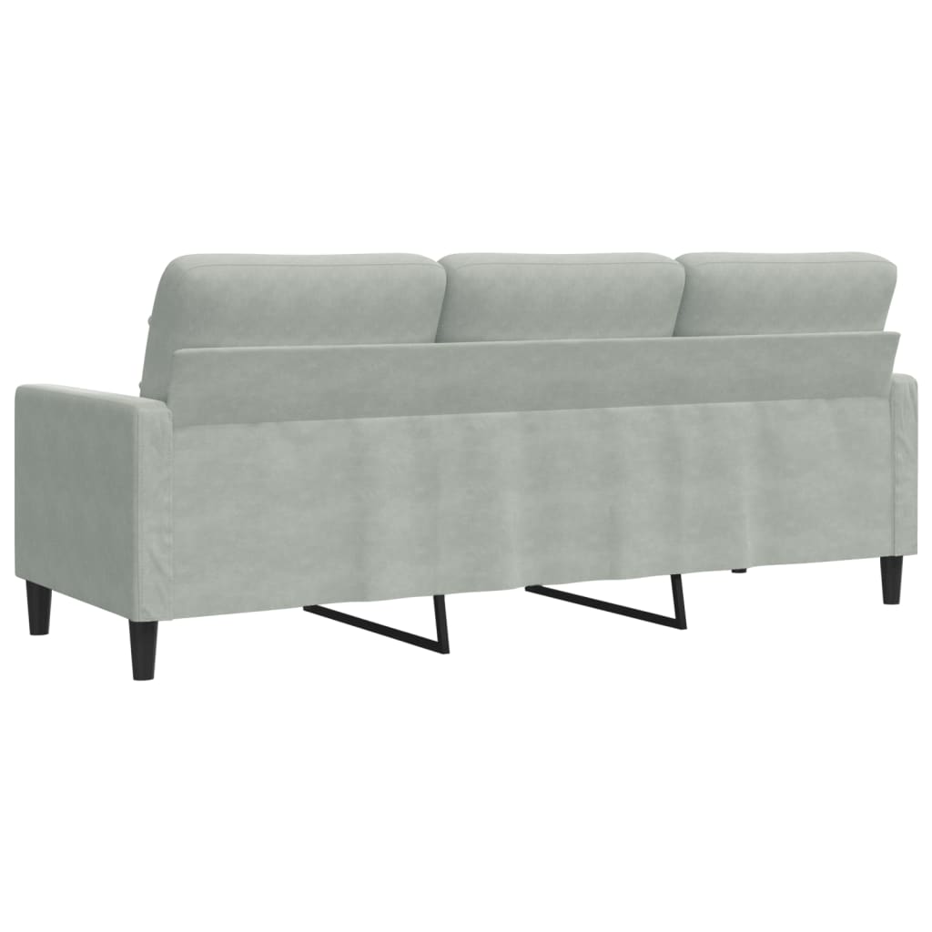 Sofá de 3 lugares 180 cm veludo cinzento-claro