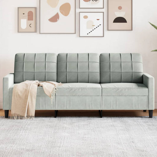 3-seater sofa 180 cm light grey velvet