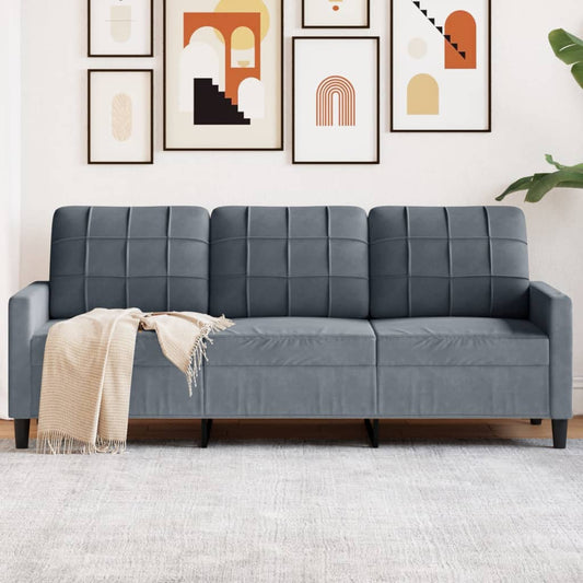 3-seater sofa 180 cm dark grey velvet