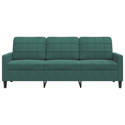 Sofá de 3 lugares 180 cm veludo verde-escuro