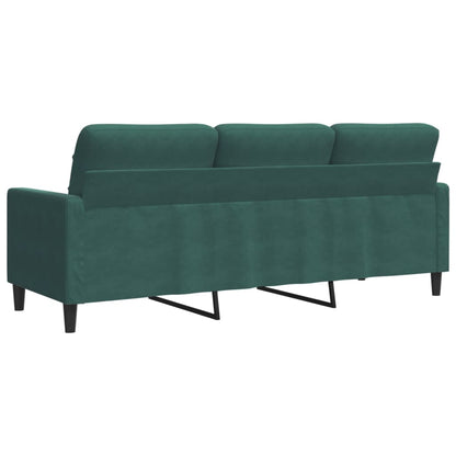 Sofá de 3 lugares 180 cm veludo verde-escuro