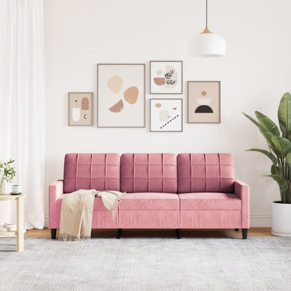 3-seater sofa 180 cm pink velvet