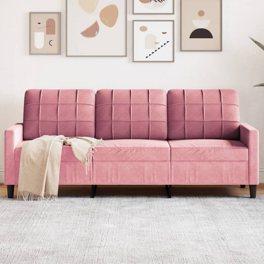 3-seater sofa 180 cm pink velvet