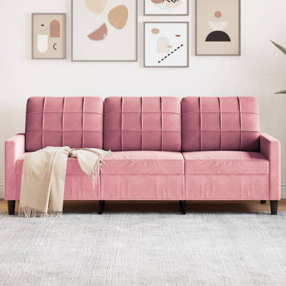 3-seater sofa 180 cm pink velvet