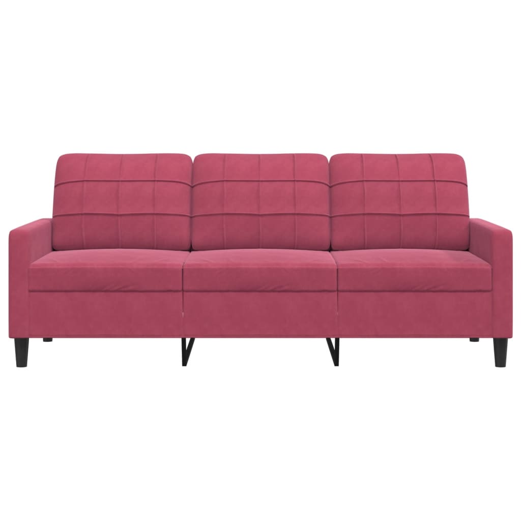 3-seater velvet sofa 180 cm red