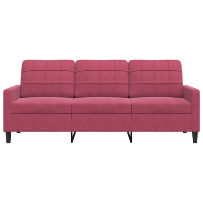 3-seater velvet sofa 180 cm red
