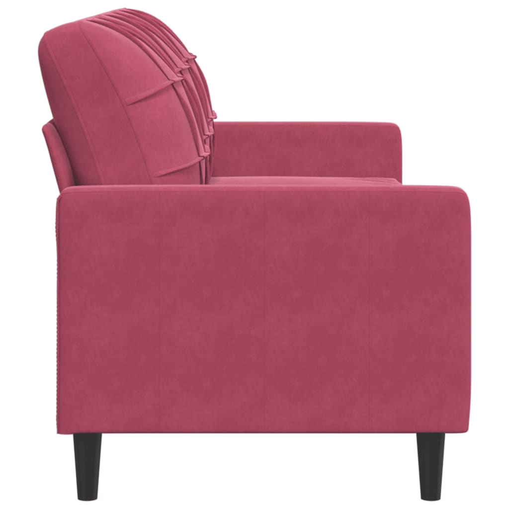 3-seater velvet sofa 180 cm red
