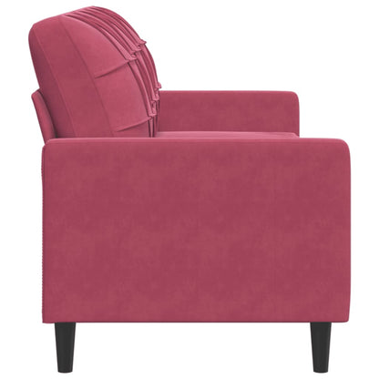 3-seater velvet sofa 180 cm red