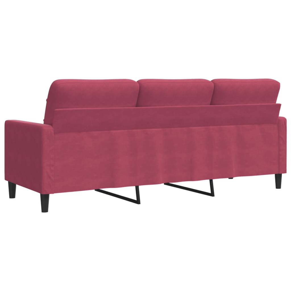 3-seater velvet sofa 180 cm red