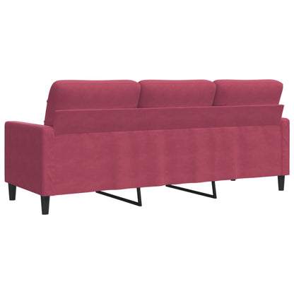 3-seater velvet sofa 180 cm red