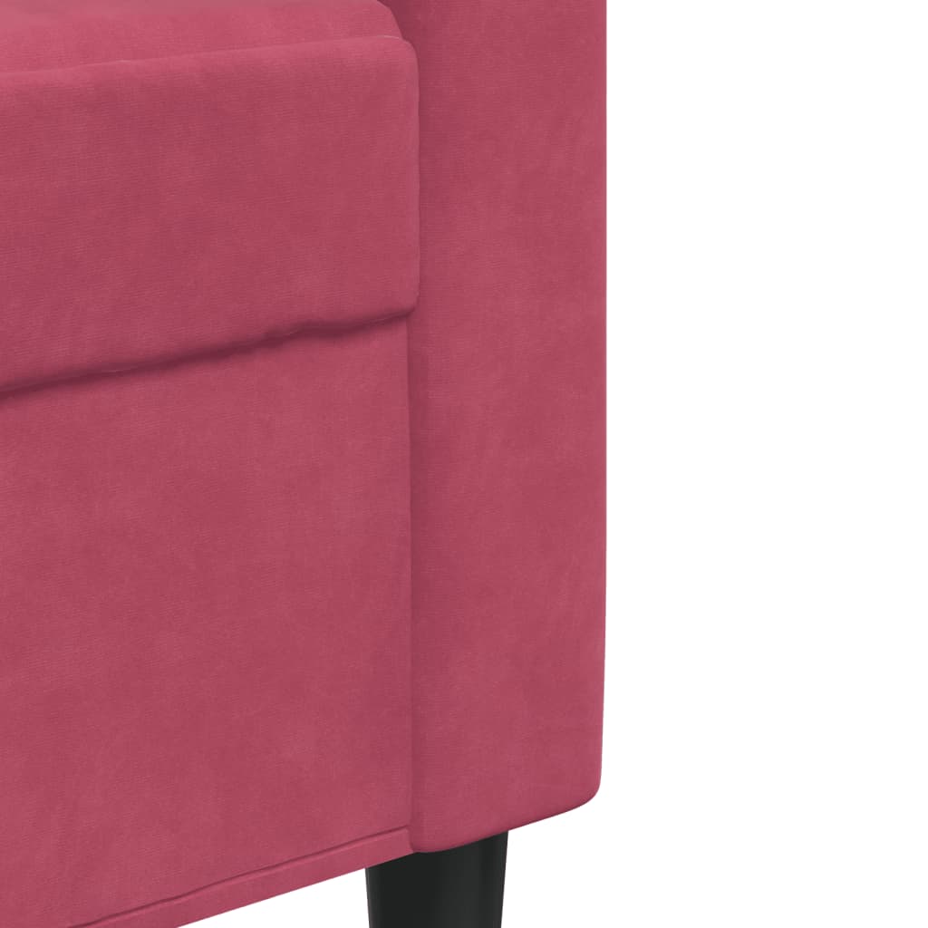 3-seater velvet sofa 180 cm red