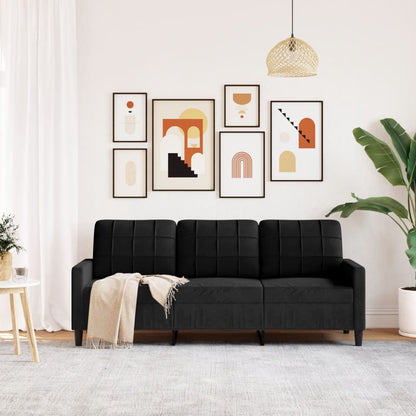 3-seater sofa 180 cm black velvet