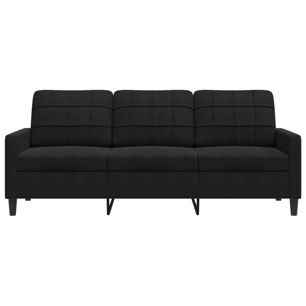 3-seater sofa 180 cm black velvet