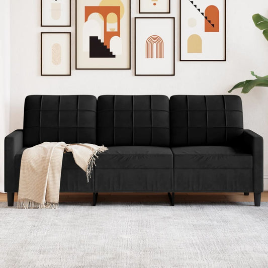 3-seater sofa 180 cm black velvet
