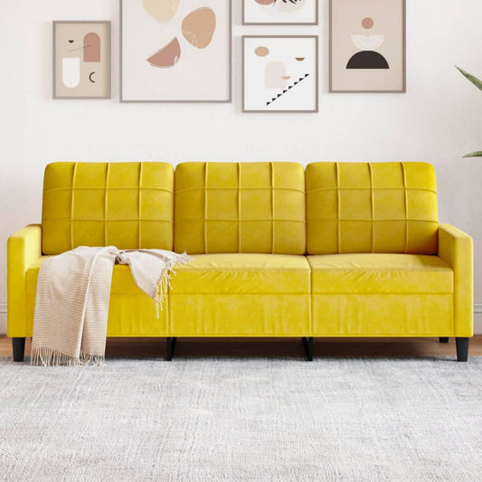 3-seater sofa 180 cm yellow velvet