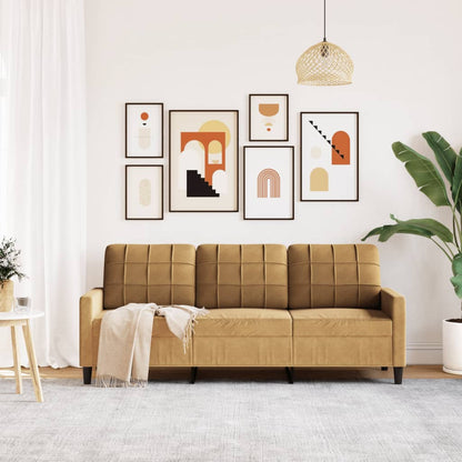 3-seater sofa 180 cm brown velvet