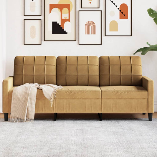 3-seater sofa 180 cm brown velvet