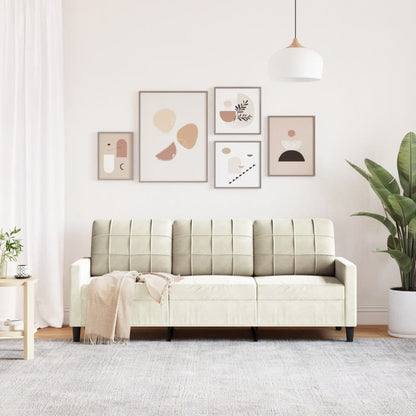 3-seater sofa 180 cm cream velvet