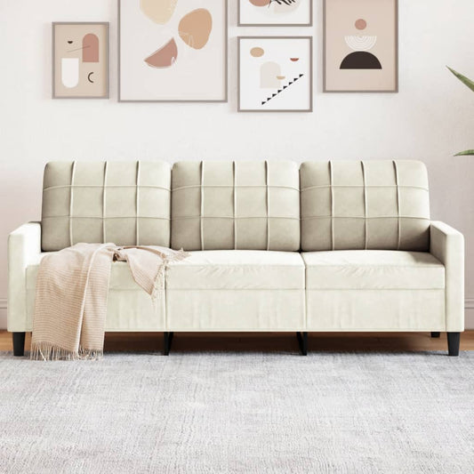 3-seater sofa 180 cm cream velvet
