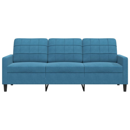 Sofá de 3 lugares 180 cm veludo azul