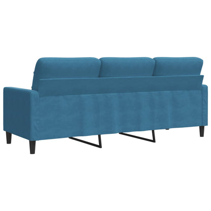 Sofá de 3 lugares 180 cm veludo azul