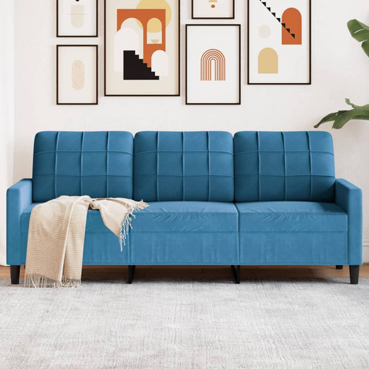 3-seater sofa 180 cm blue velvet