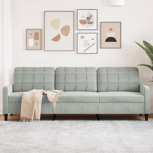 3-seater sofa 210 cm light grey velvet