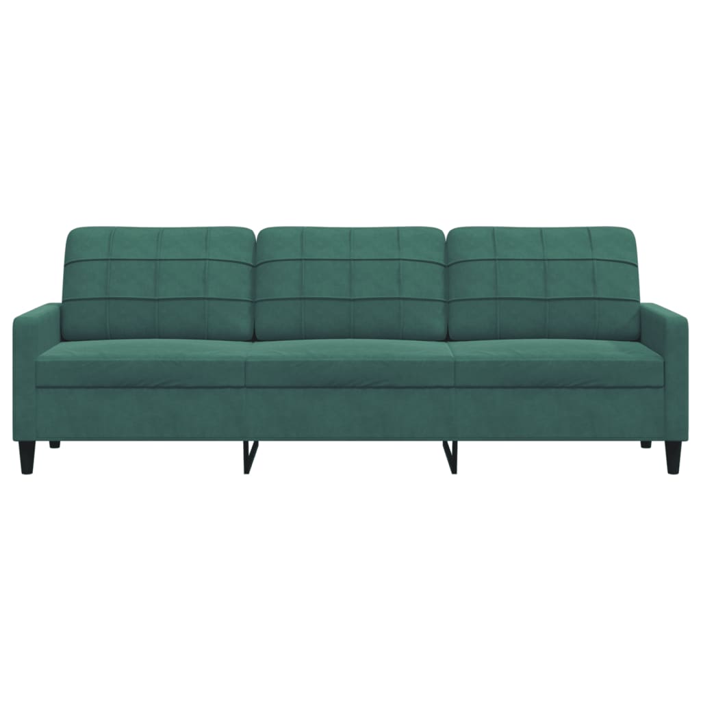 3-seater sofa 210 cm dark green velvet