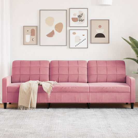 3-seater sofa 210 cm pink velvet