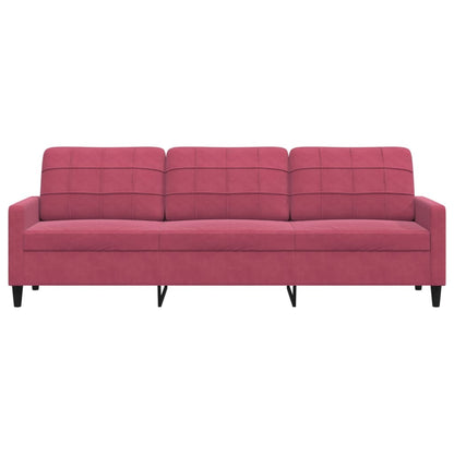 Sofá de 3 lugares veludo 210 cm vermelho tinto