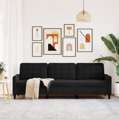3-seater sofa 210 cm black velvet