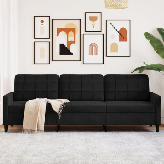 3-seater sofa 210 cm black velvet