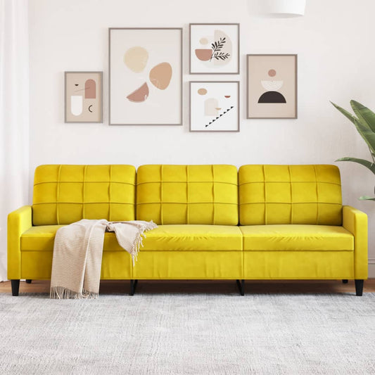 3-seater sofa 210 cm yellow velvet