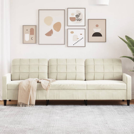 3-seater sofa 210 cm cream velvet