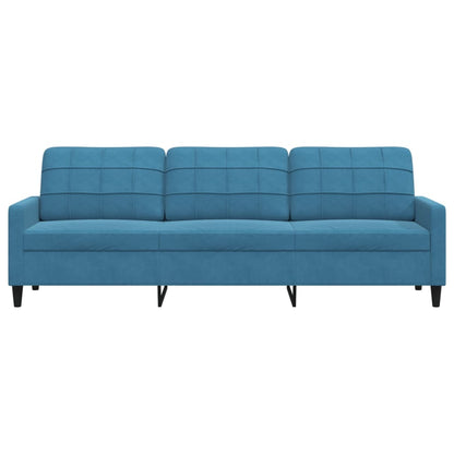3-seater sofa 210 cm blue velvet