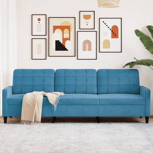 3-seater sofa 210 cm blue velvet