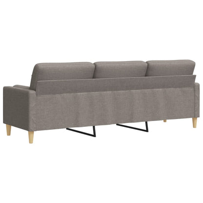 Sofá 3 lugares com almofadas 210 cm tecido cinza-acastanhado