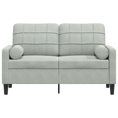 2-seater sofa + decorative cushions 120cm light grey velvet