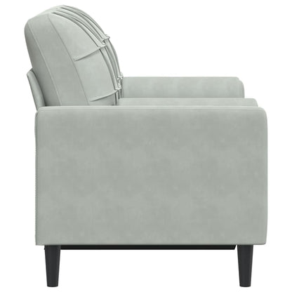 2-seater sofa + decorative cushions 120cm light grey velvet