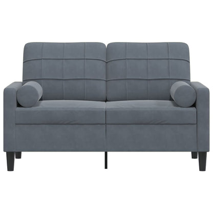 2-seater sofa with decorative cushions 120 cm dark grey velvet