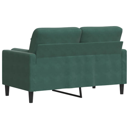 Sofá 2 lug. c/ almofadas decorativas 120 cm veludo verde-escuro