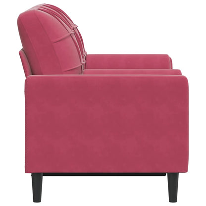 Sofá 2 lug. + almofadas decorativas 120cm veludo vermelho tinto