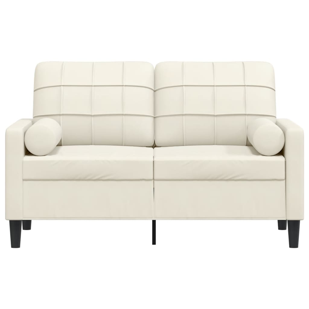 Sofá 2 lugares c/ almofadas decorativas 120 cm veludo creme