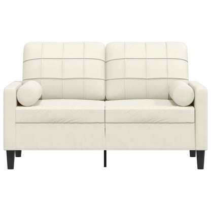Sofá 2 lugares c/ almofadas decorativas 120 cm veludo creme