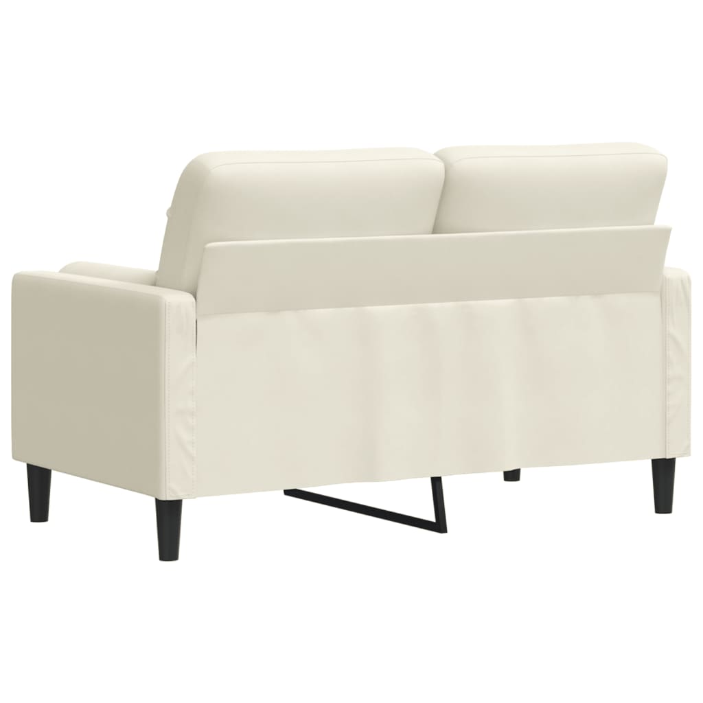 Sofá 2 lugares c/ almofadas decorativas 120 cm veludo creme